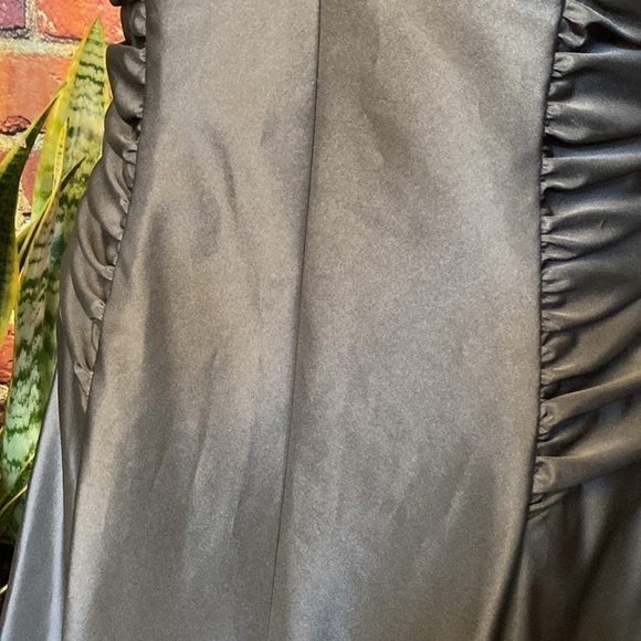 Betsy & Adam Long Silky Black Formal Prom Bridesmaid Gown with Crinoline 10 - Picture 10 of 15